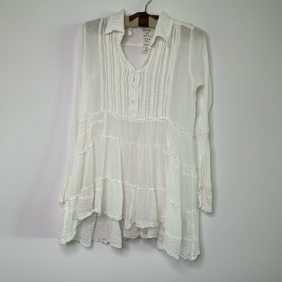 Free People Tuxedo Tunic Off-white Size Small - Picture 5 of 8